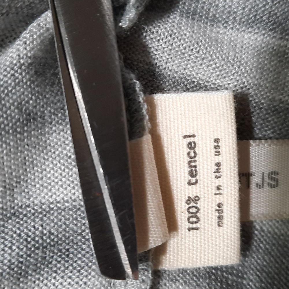 L’AGENCE Lace-Up Henley Striped Top Tencel Grey Soft Luxury Knit Sz S - Picture 6 of 8